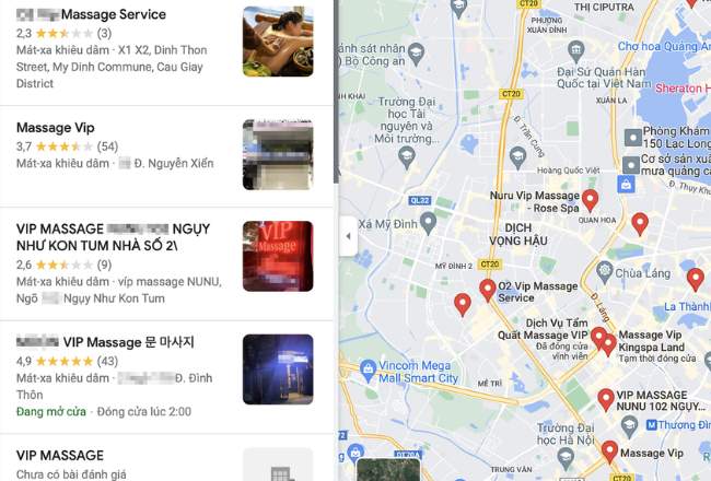 Lạm dụng gắn thẻ địa danh trên Google Maps để quảng cáo dịch vụ vi phạm pháp luật
